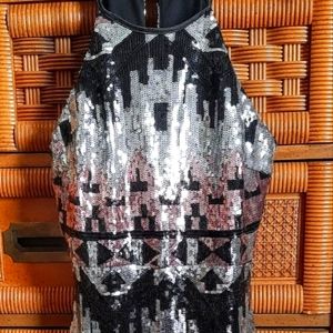 Sleeveless Sequined Cocktail Dress